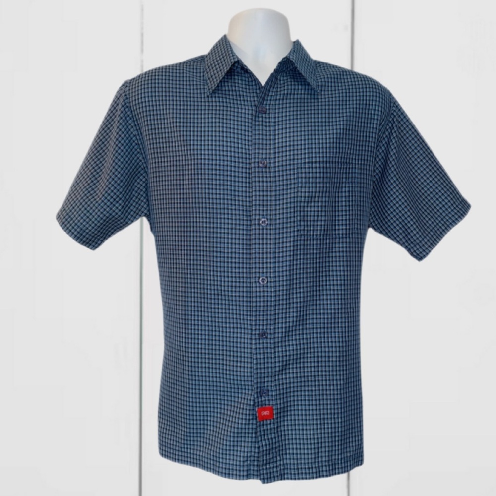 Mossimo Blue Plaid Short Sleeve Button-Up Shirt Men’s Medium